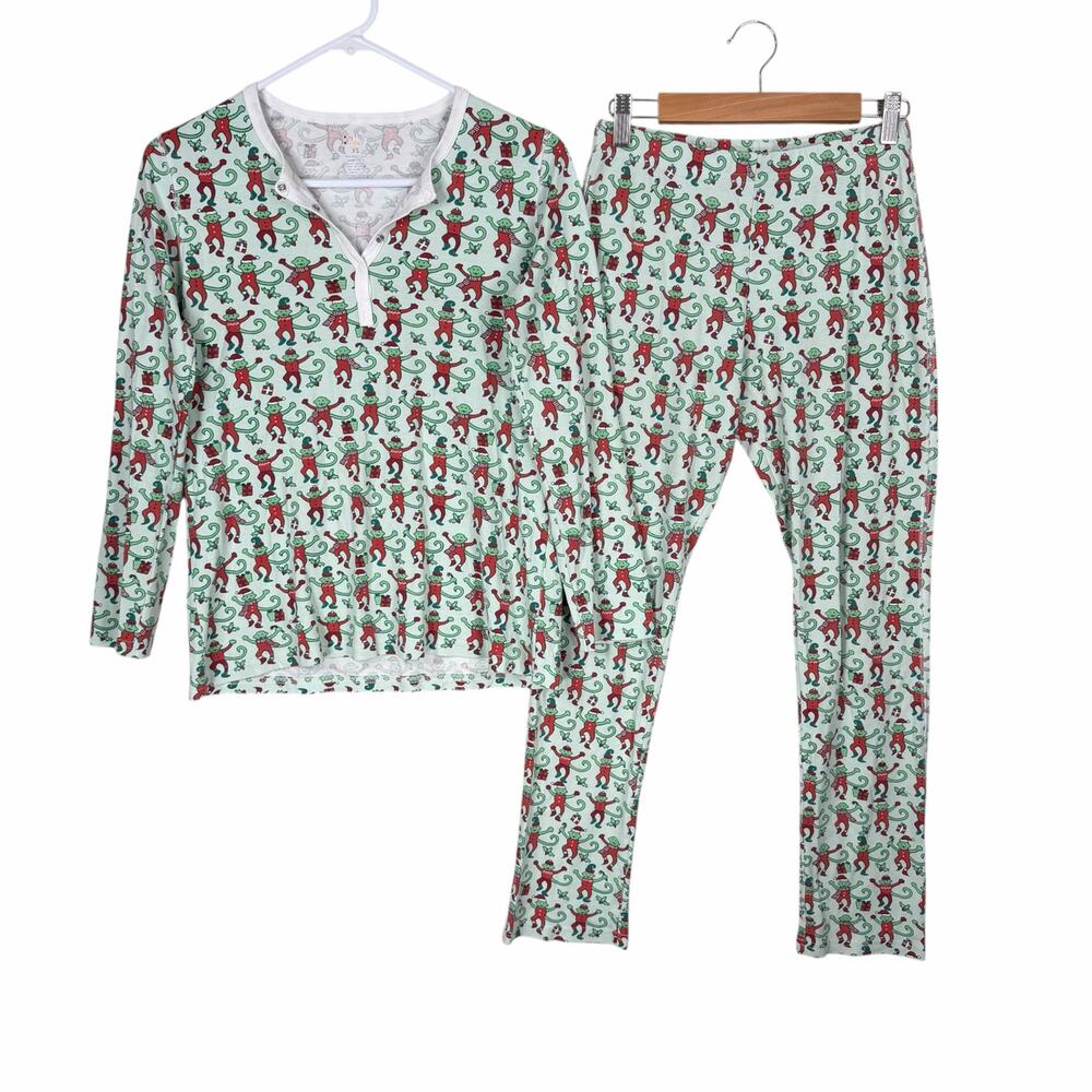Roller Rabbit Holiday Monkey Pajamas Womens XS Christmas Cotton Soft